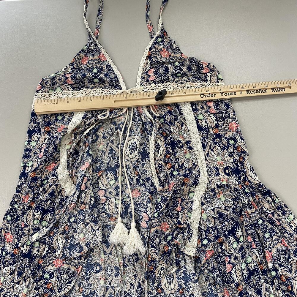 Umgee Boho Flyaway Tie Front Top Medium Floral Crochet Lace Babydoll Festival - Picture 7 of 12